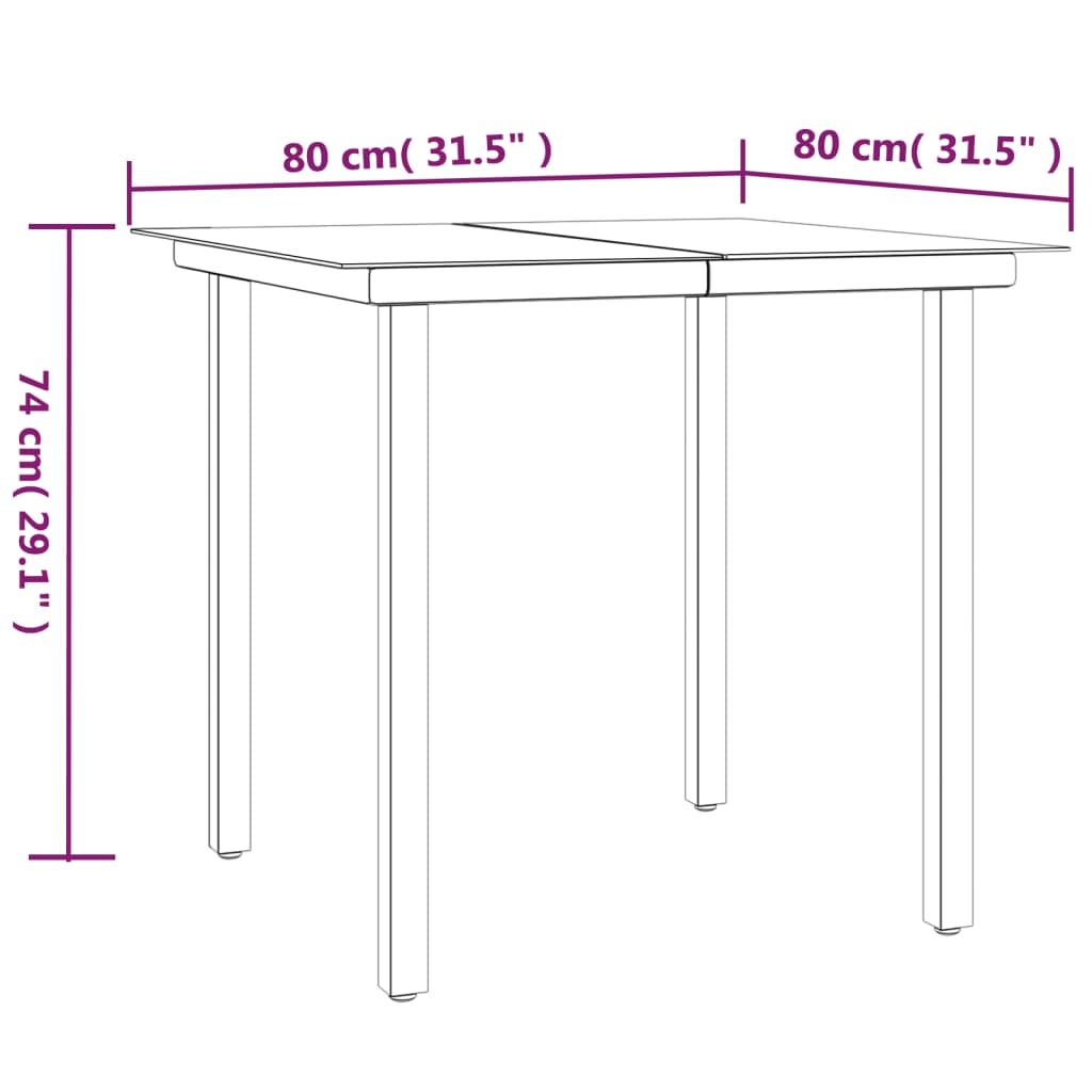 vidaXL 5-delige Tuinset met kussens poly rattan en staal