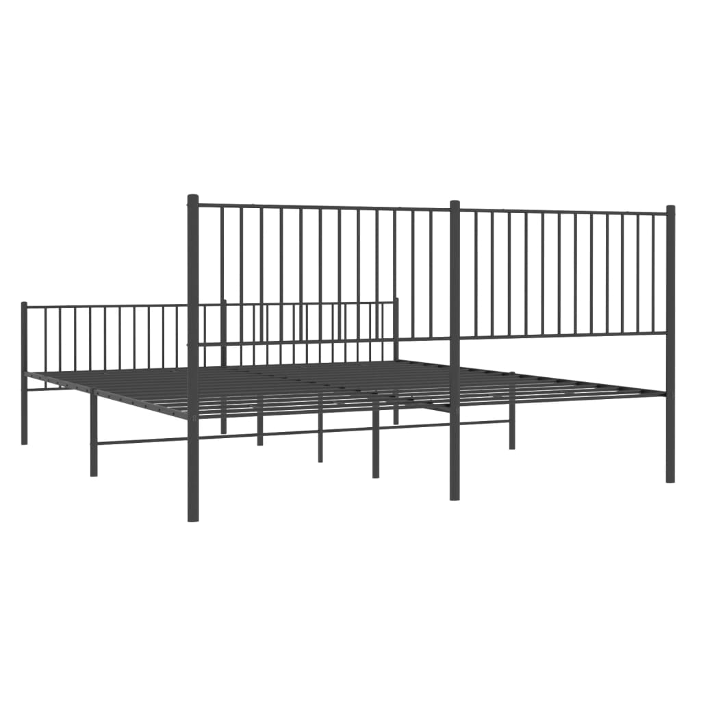 vidaXL Bedframe met hoofd- en voeteneinde metaal zwart 200x200 cm