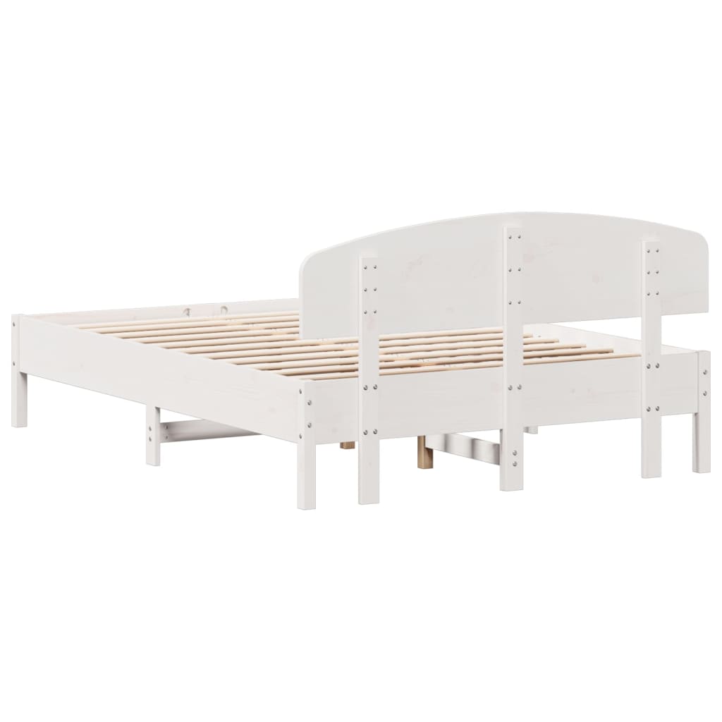 vidaXL Bedframe zonder matras massief grenenhout wit 140x190 cm