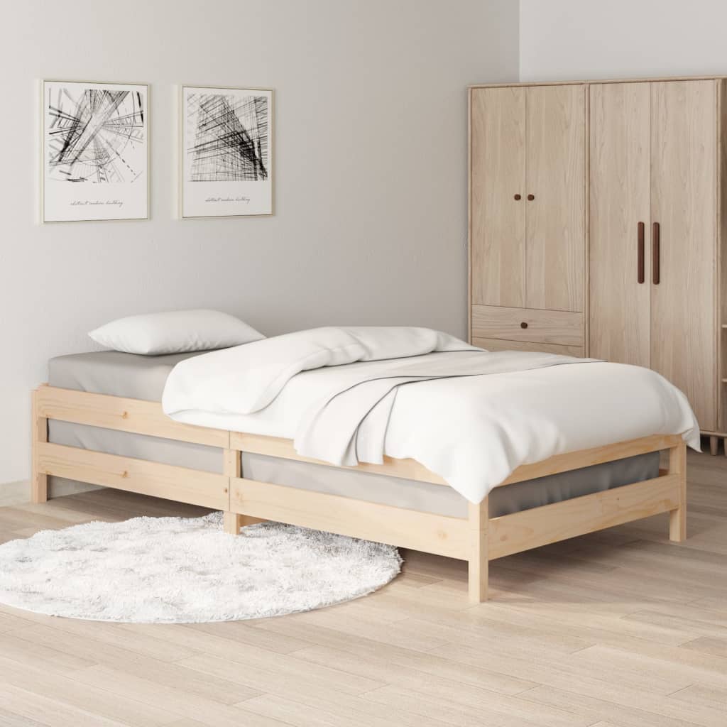 vidaXL Bed stapelbaar 75x190 cm massief grenenhout