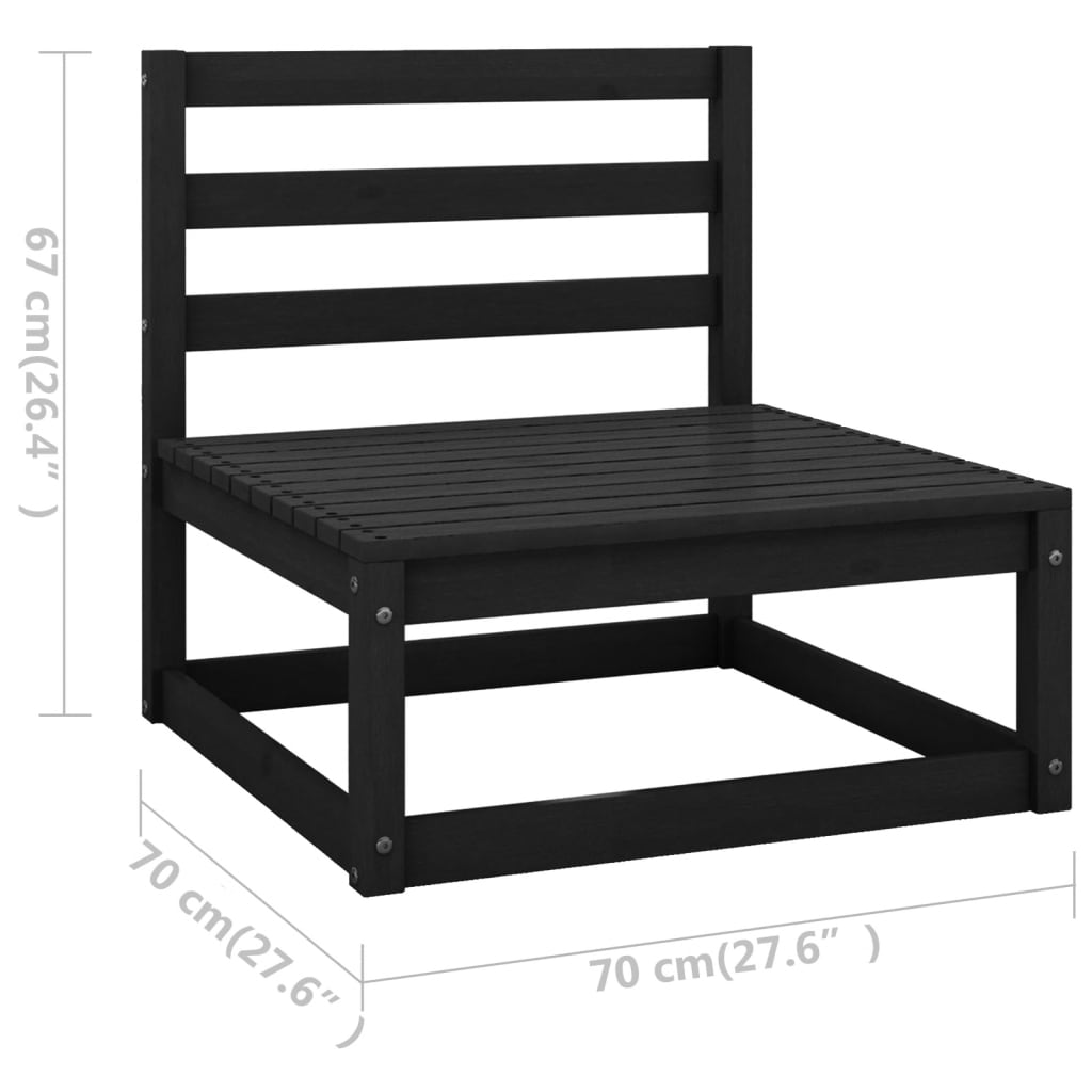 vidaXL 7-delige Loungeset met kussens massief grenenhout zwart