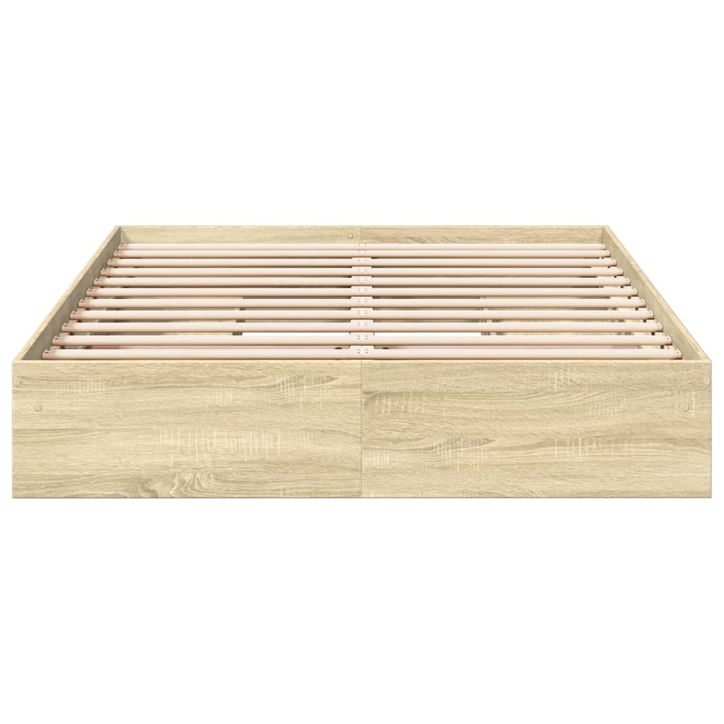 vidaXL Bedframe met lades bewerkt hout sonoma eikenkleurig 150x200 cm