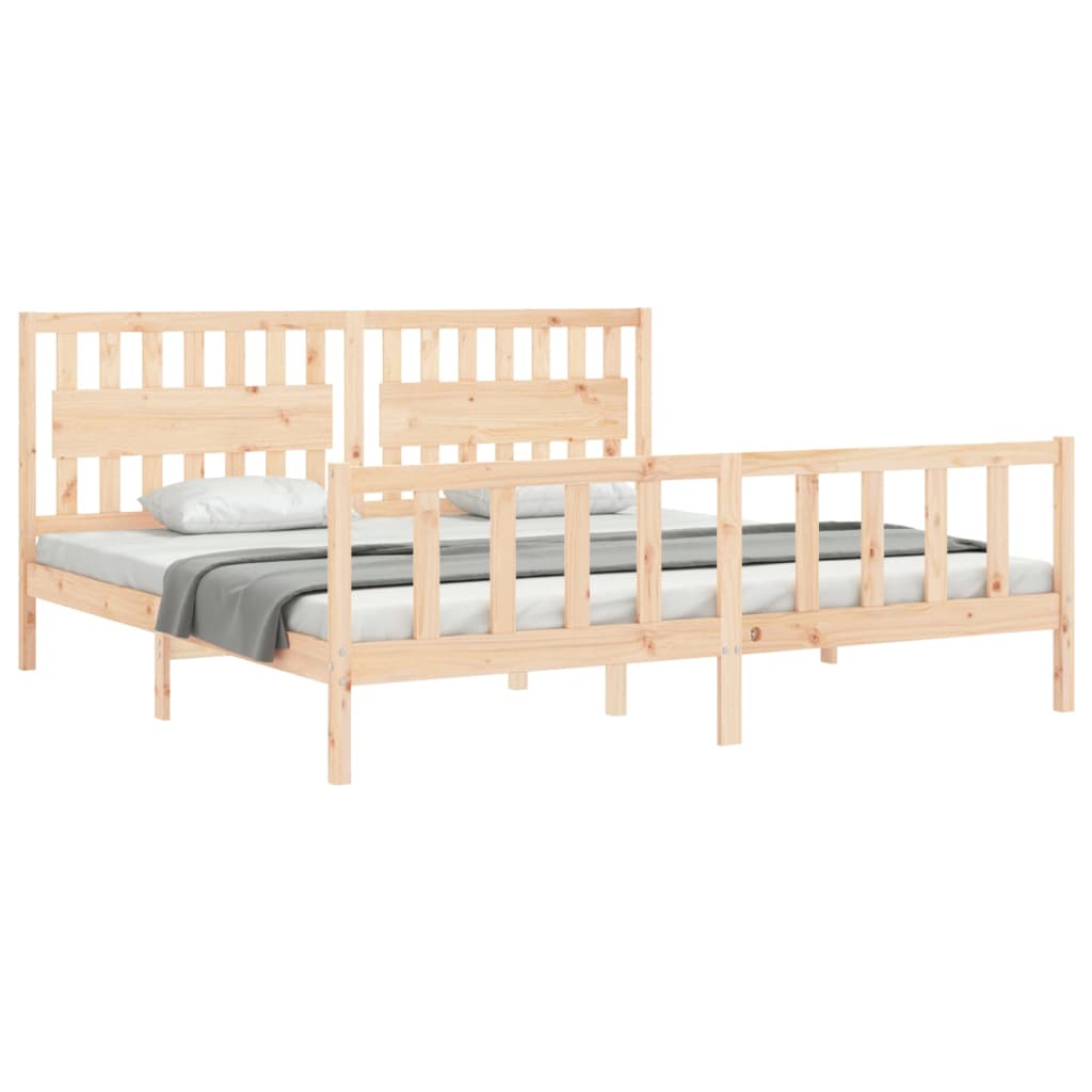 vidaXL Bedframe met hoofdbord massief hout 200x200 cm