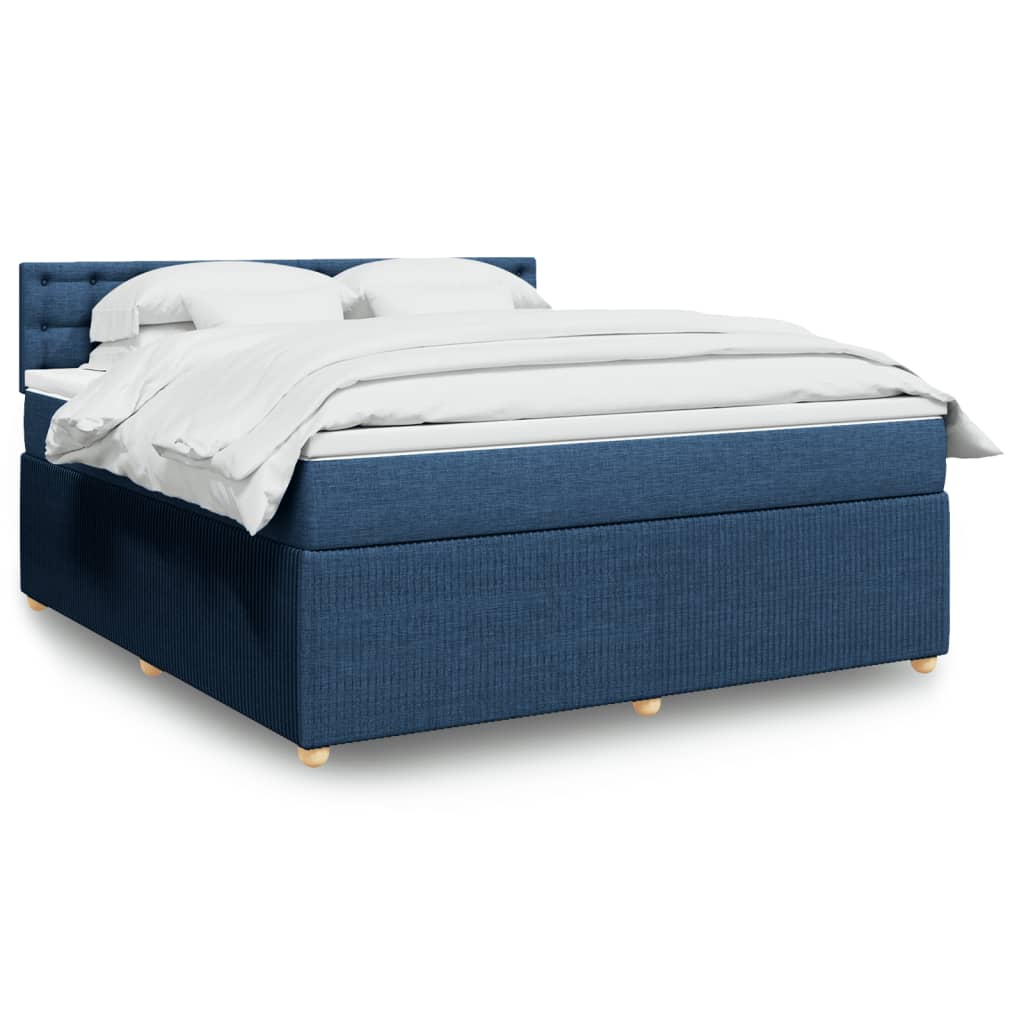 vidaXL Boxspring met matras stof blauw 180x200 cm