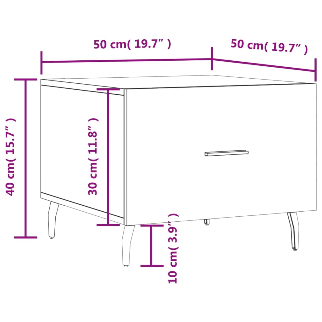 vidaXL Salontafels 2 st 50x50x40 cm bewerkt hout zwart