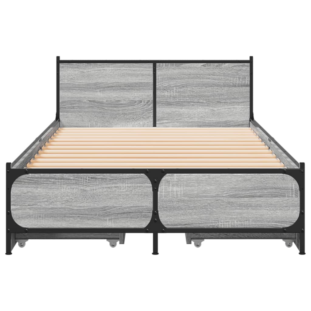 vidaXL Bedframe met lades bewerkt hout grijs sonoma eiken 90x200 cm