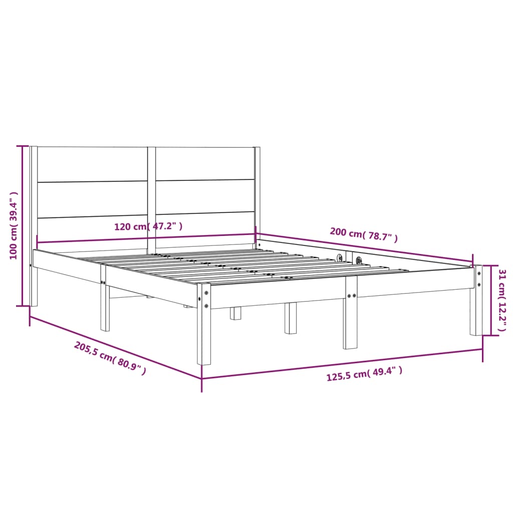 vidaXL Bedframe massief grenenhout 120x200 cm