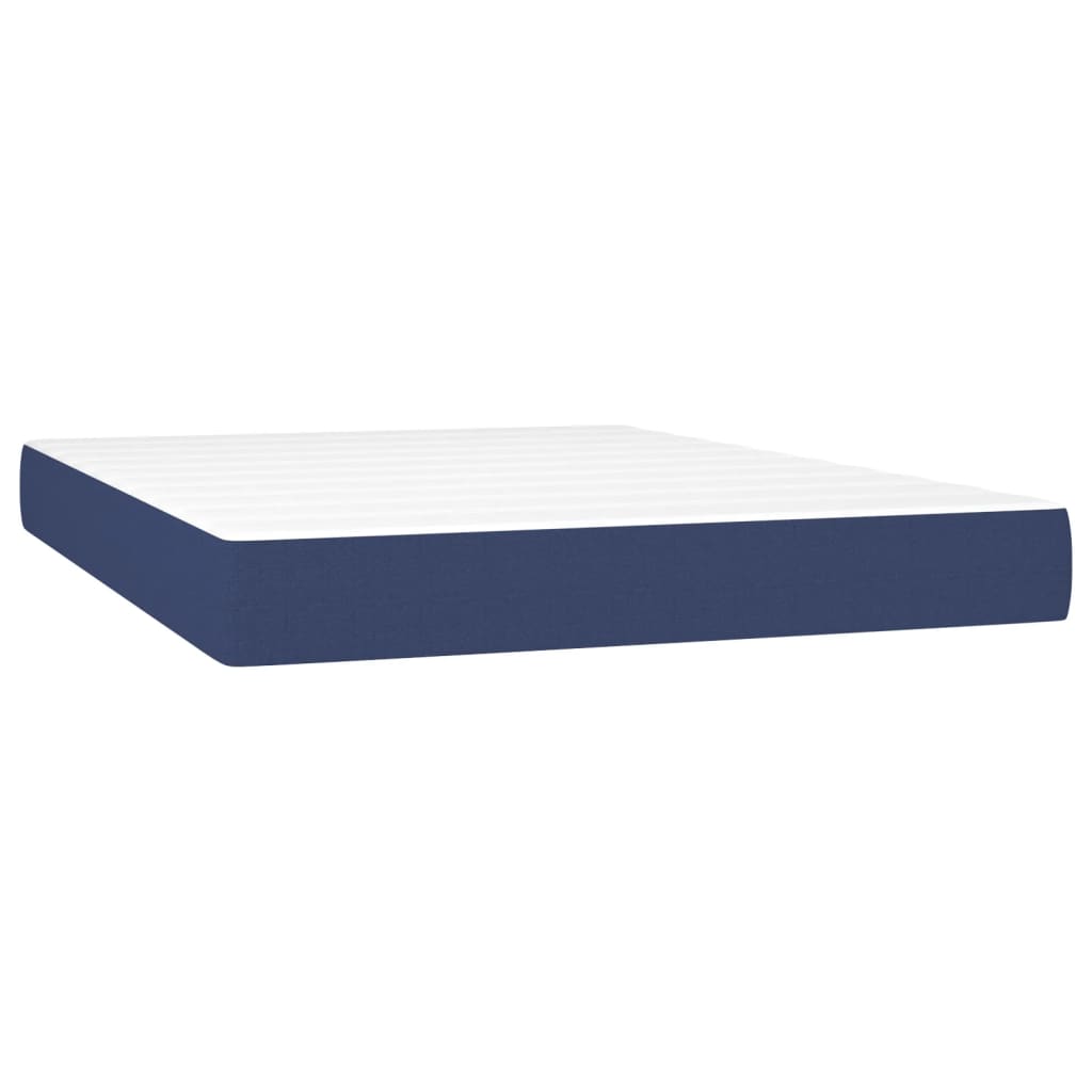 vidaXL Boxspring met matras en LED stof blauw 140x200 cm