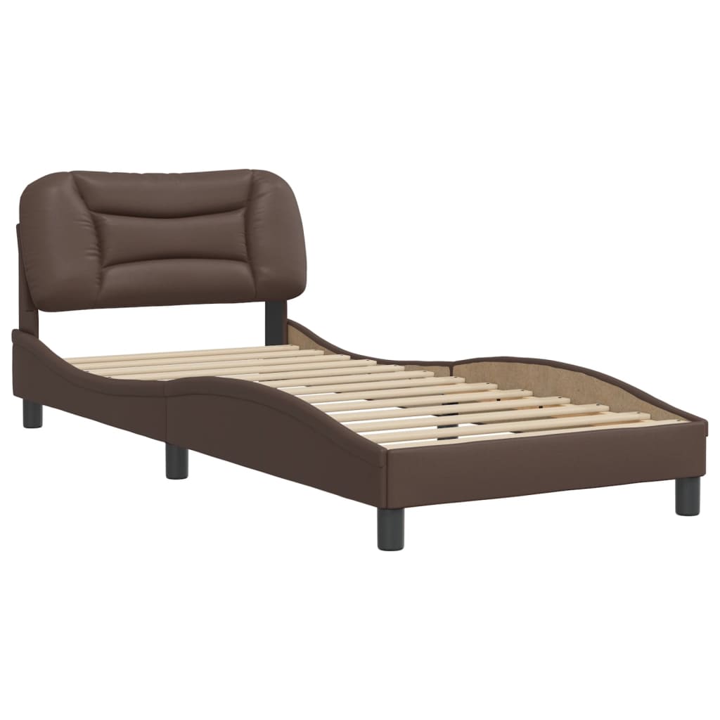 vidaXL Bedframe met hoofdbord kunstleer bruin 90x190 cm