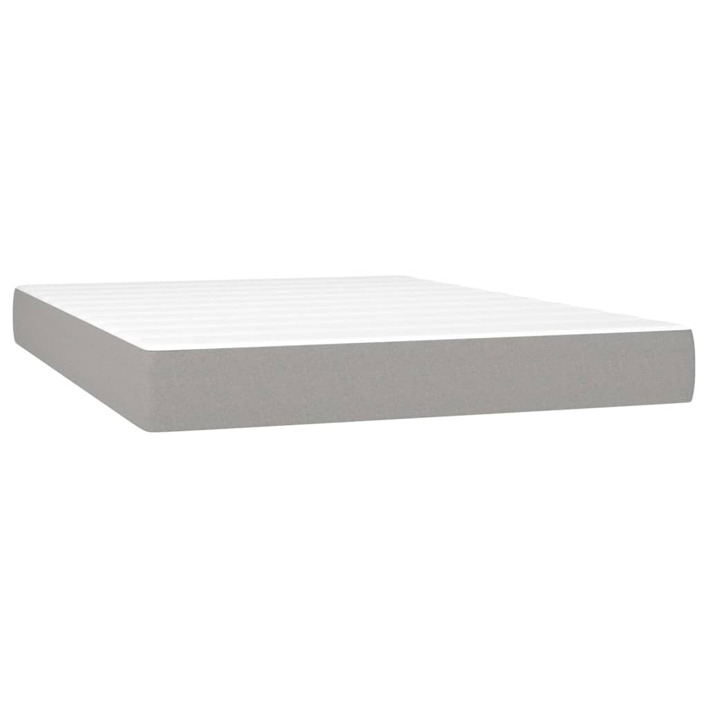 vidaXL Boxspring met matras en LED stof lichtgrijs 140x200 cm