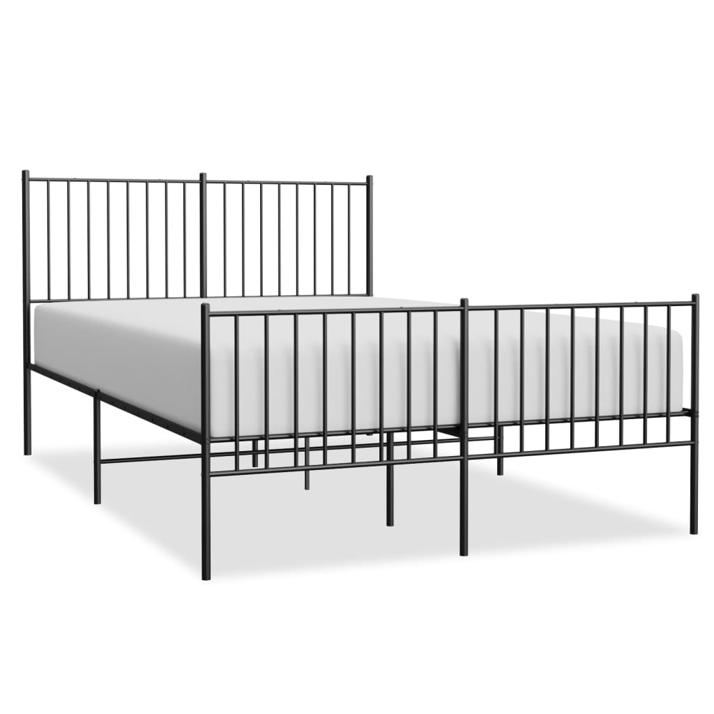 vidaXL Bedframe met hoofd- en voeteneinde metaal zwart 140x200 cm