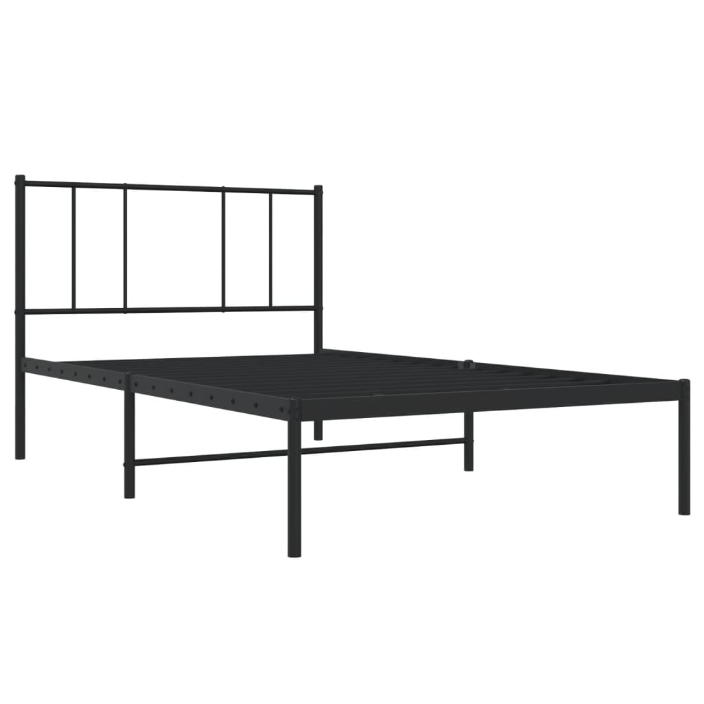 vidaXL Bedframe met hoofdbord metaal zwart 107x203 cm