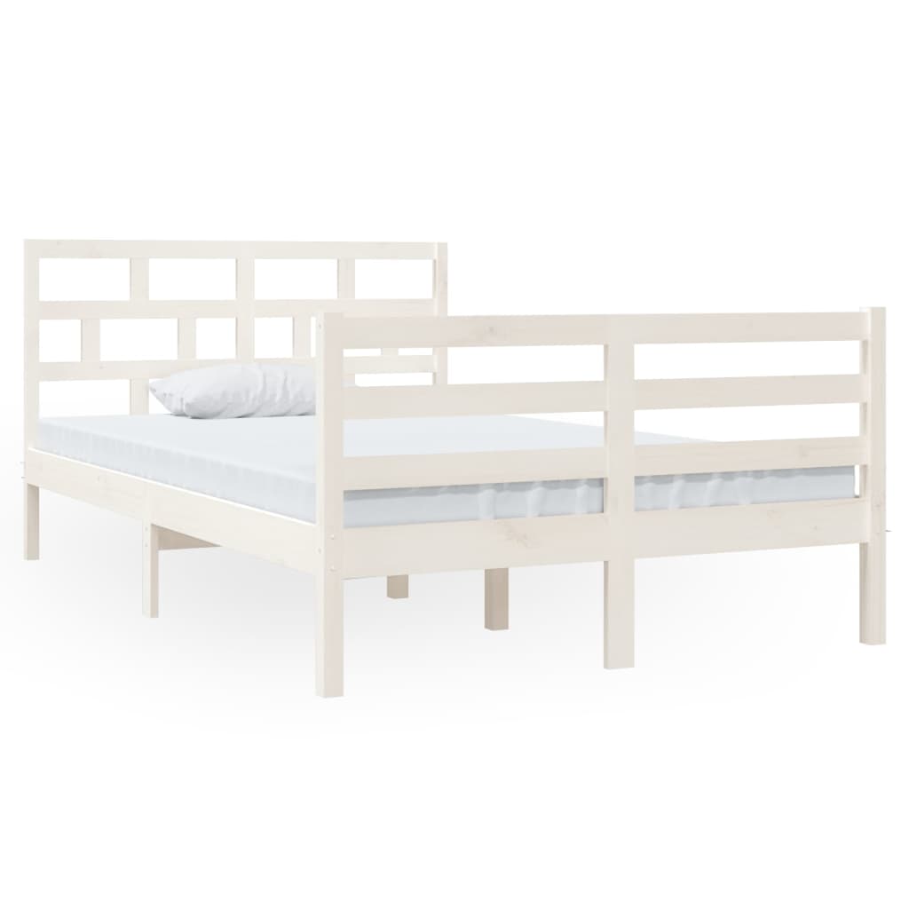 vidaXL Bedframe massief hout wit 120x190 cm