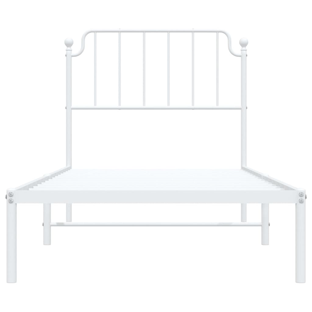 vidaXL Bedframe met hoofdbord metaal wit 90x190 cm