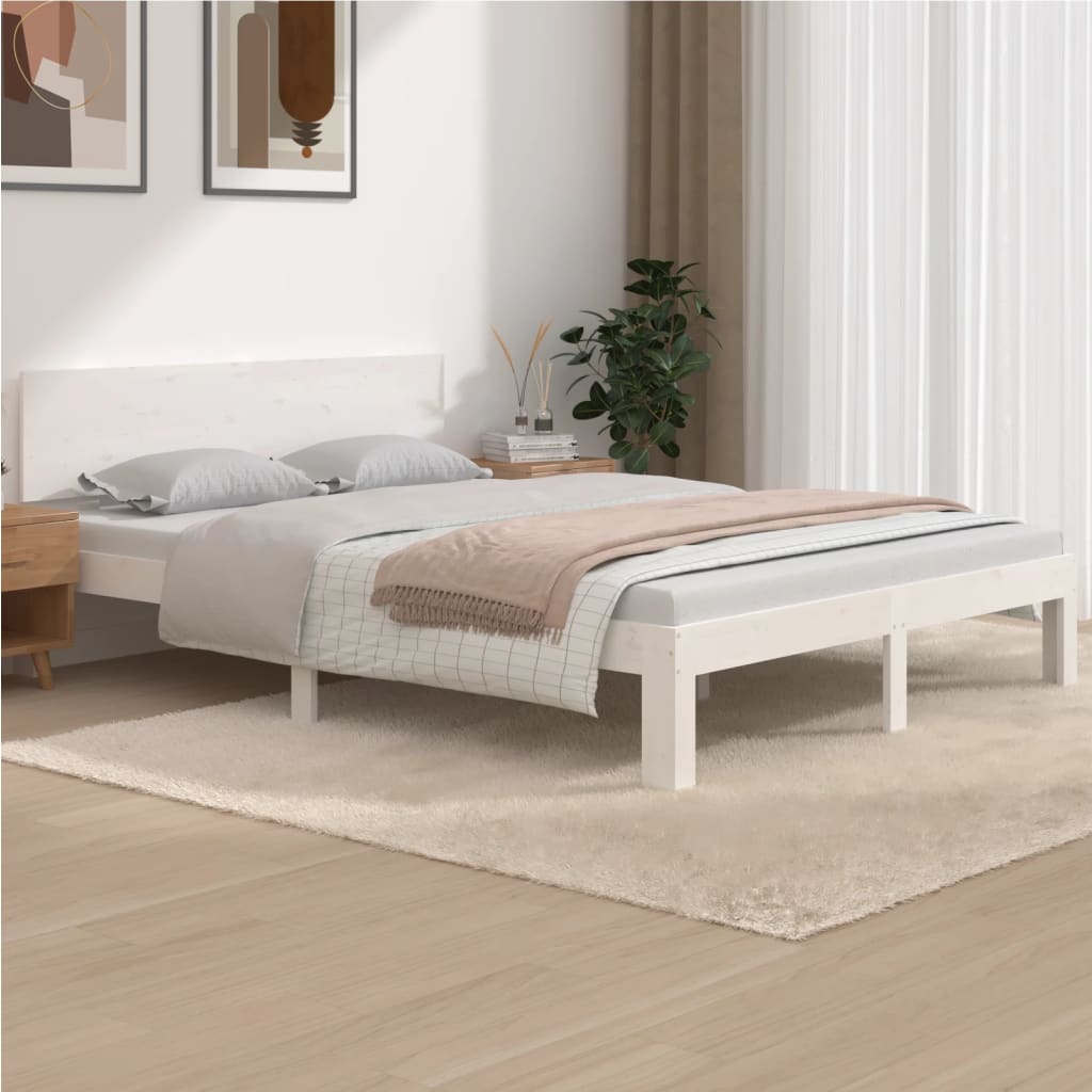 vidaXL Bedframe massief grenenhout wit 140x190 cm