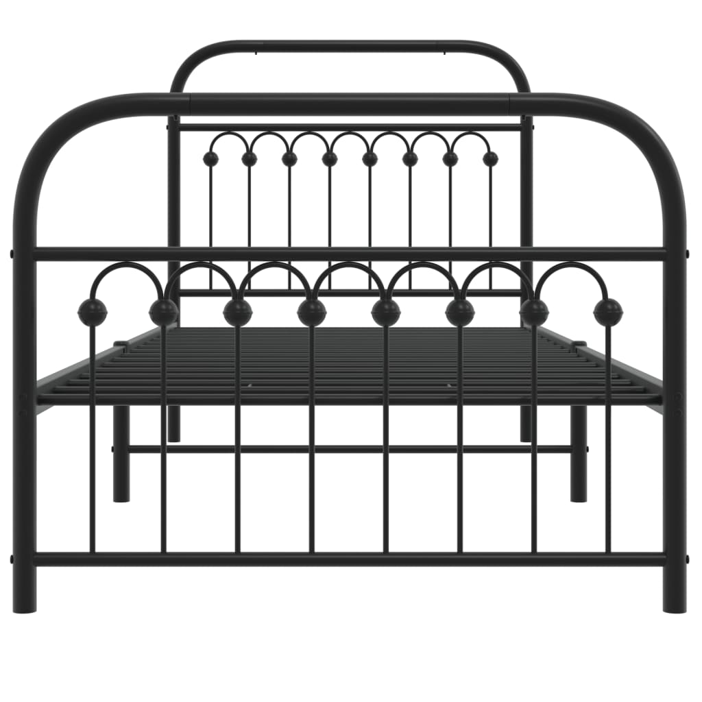 vidaXL Bedframe met hoofd- en voeteneinde metaal zwart 90x200 cm