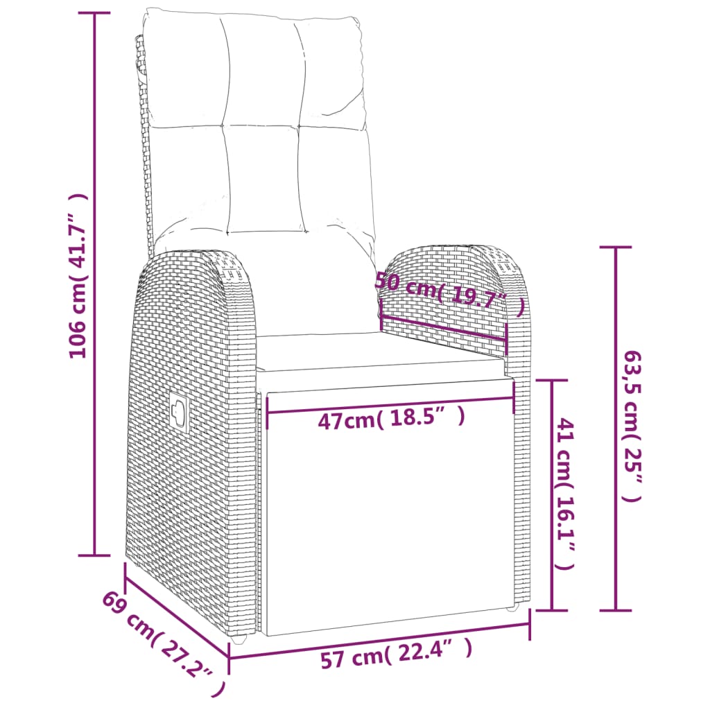 vidaXL 9-delige Tuinset poly rattan zwart