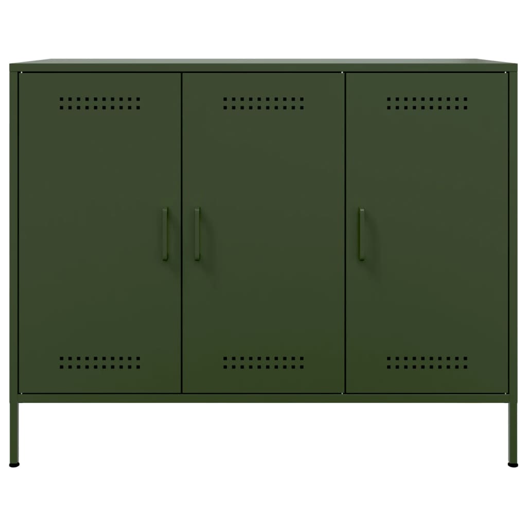 vidaXL Dressoir 100,5x39x79 cm staal olijfgroen