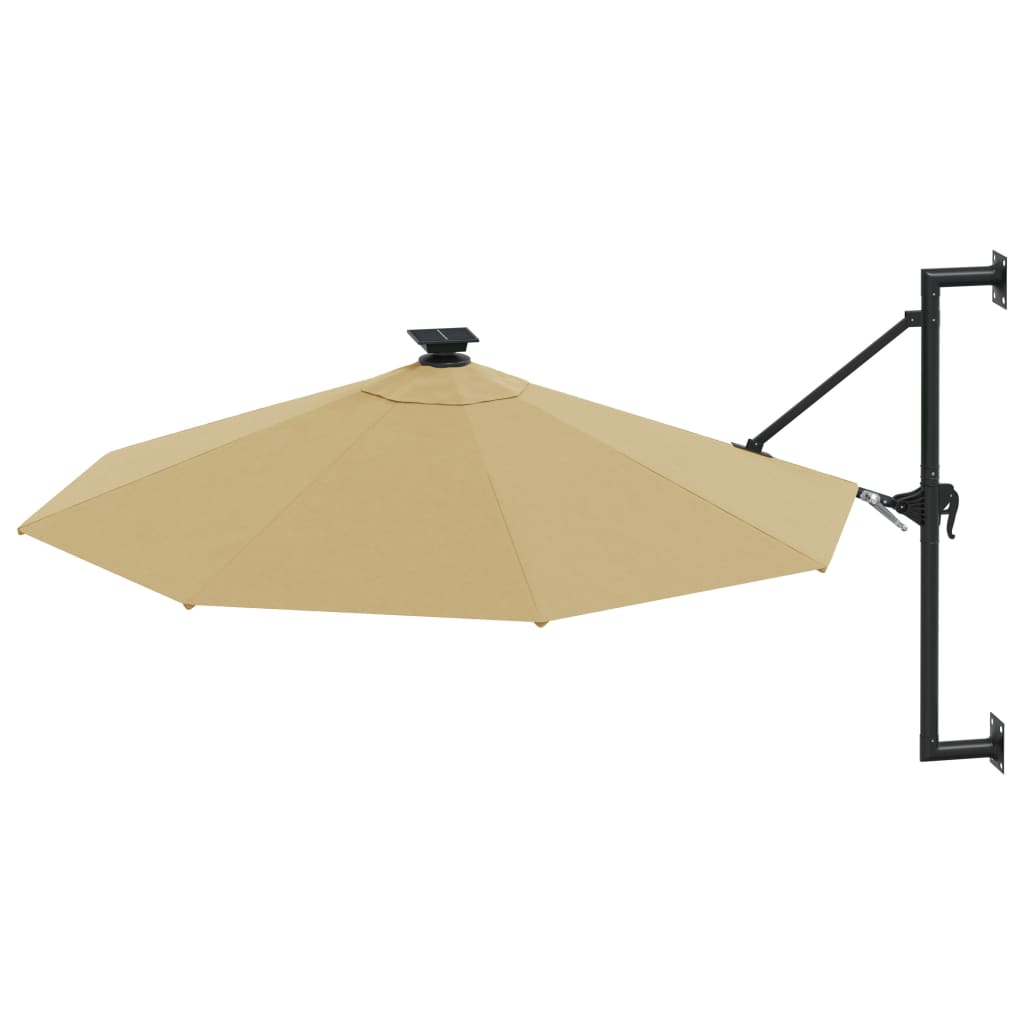 vidaXL Wandparasol met LED's 300 cm taupe