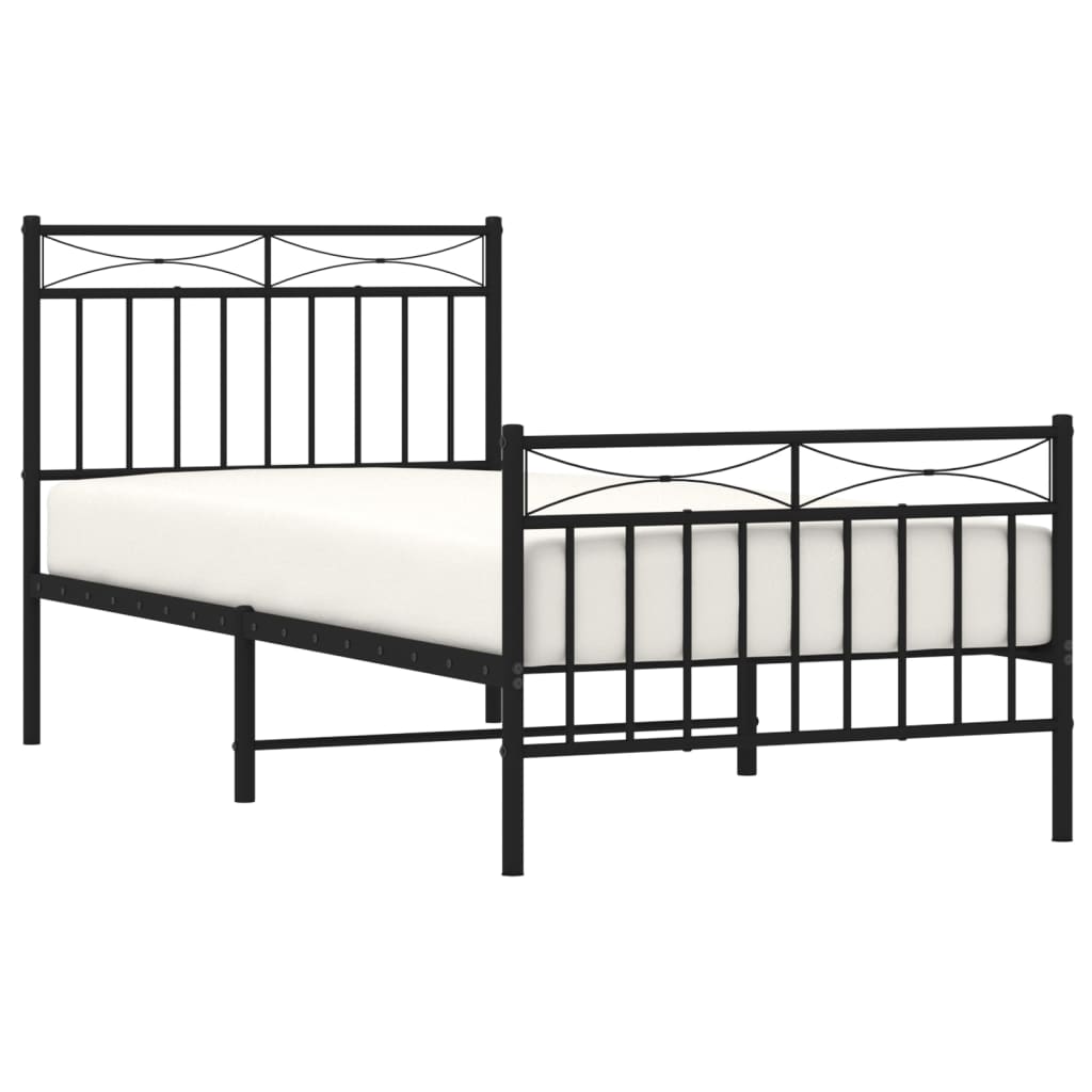 vidaXL Bedframe met hoofd- en voeteneinde metaal zwart 90x200 cm