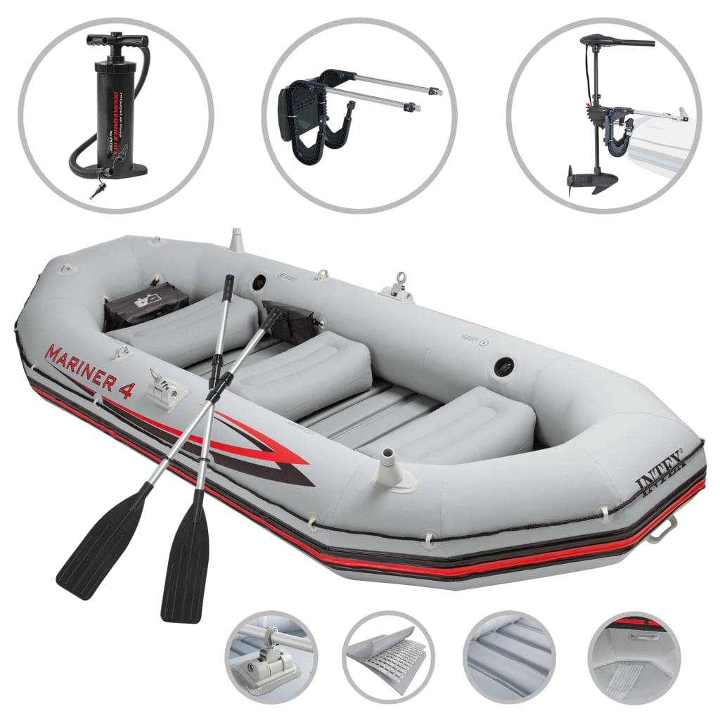 Intex Opblaasbootset Mariner 4 met trolling motor en beugel