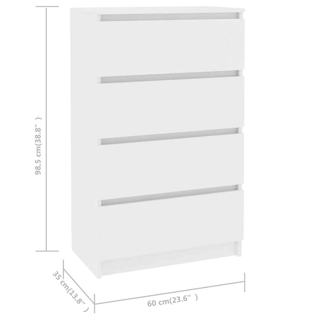 vidaXL Dressoir 60x35x98,5 cm bewerkt hout wit