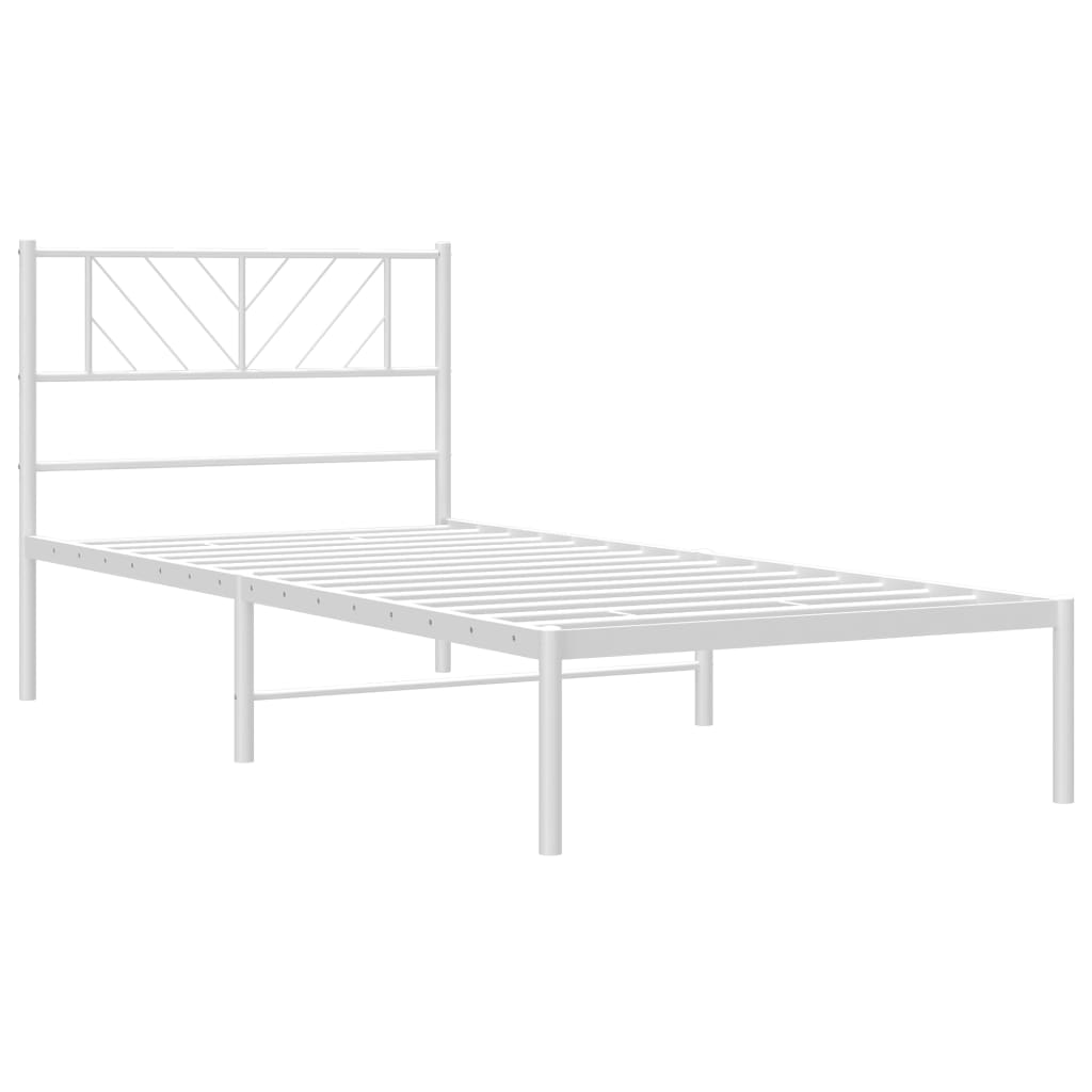 vidaXL Bedframe met hoofdbord metaal wit 100x200 cm