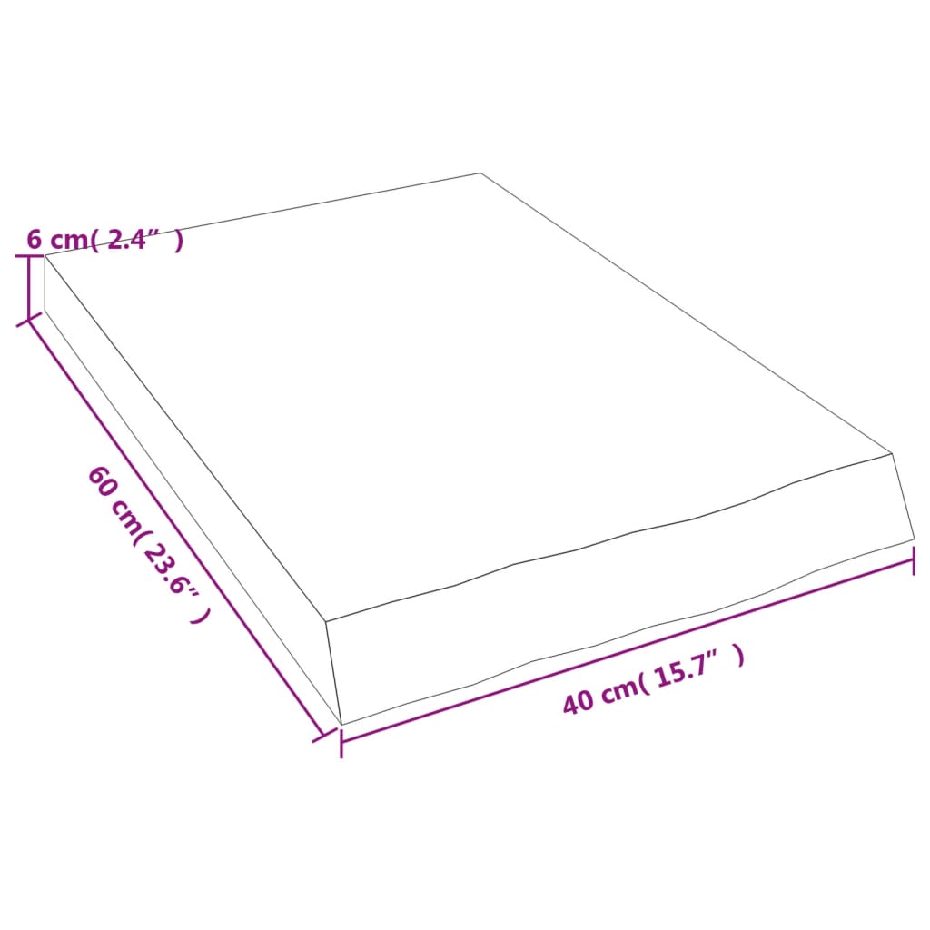 vidaXL Wastafelblad 40x60x(2-6) cm behandeld massief hout lichtbruin