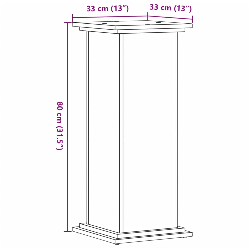 vidaXL Plantenstandaard 33x33x80 cm bewerkt hout grijs sonoma eiken