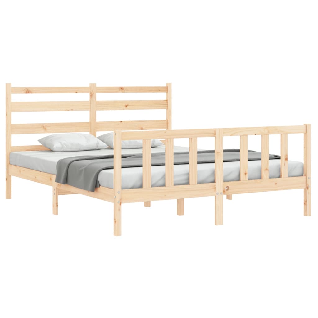 vidaXL Bedframe met hoofdbord massief hout