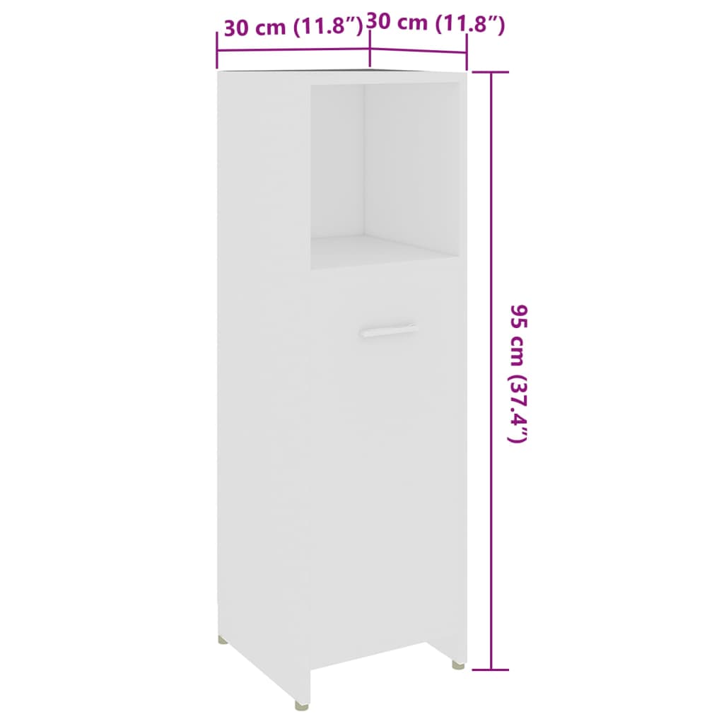 vidaXL Badkamerkast 30x30x95 cm bewerkt hout wit