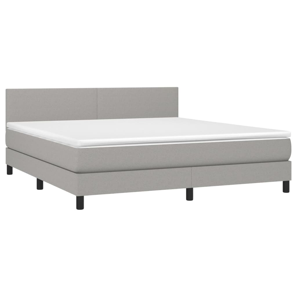 vidaXL Boxspring met matras stof lichtgrijs 160x200 cm