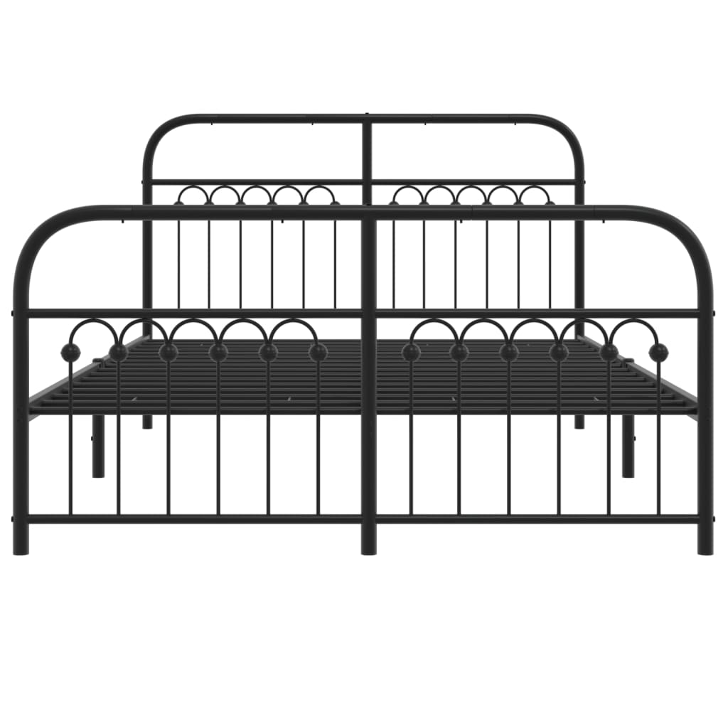 vidaXL Bedframe met hoofd- en voeteneinde metaal zwart 140x190 cm