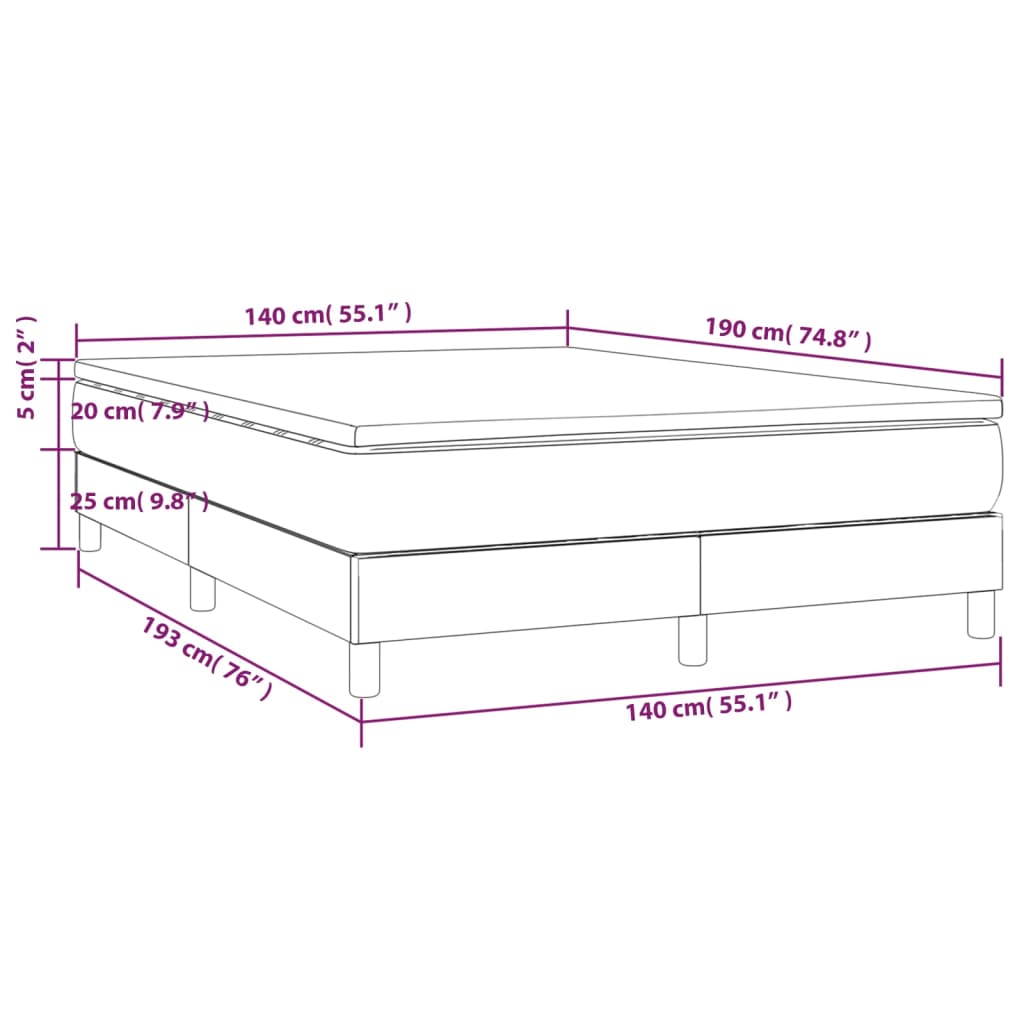 vidaXL Boxspring met matras fluweel donkerblauw 140x190 cm