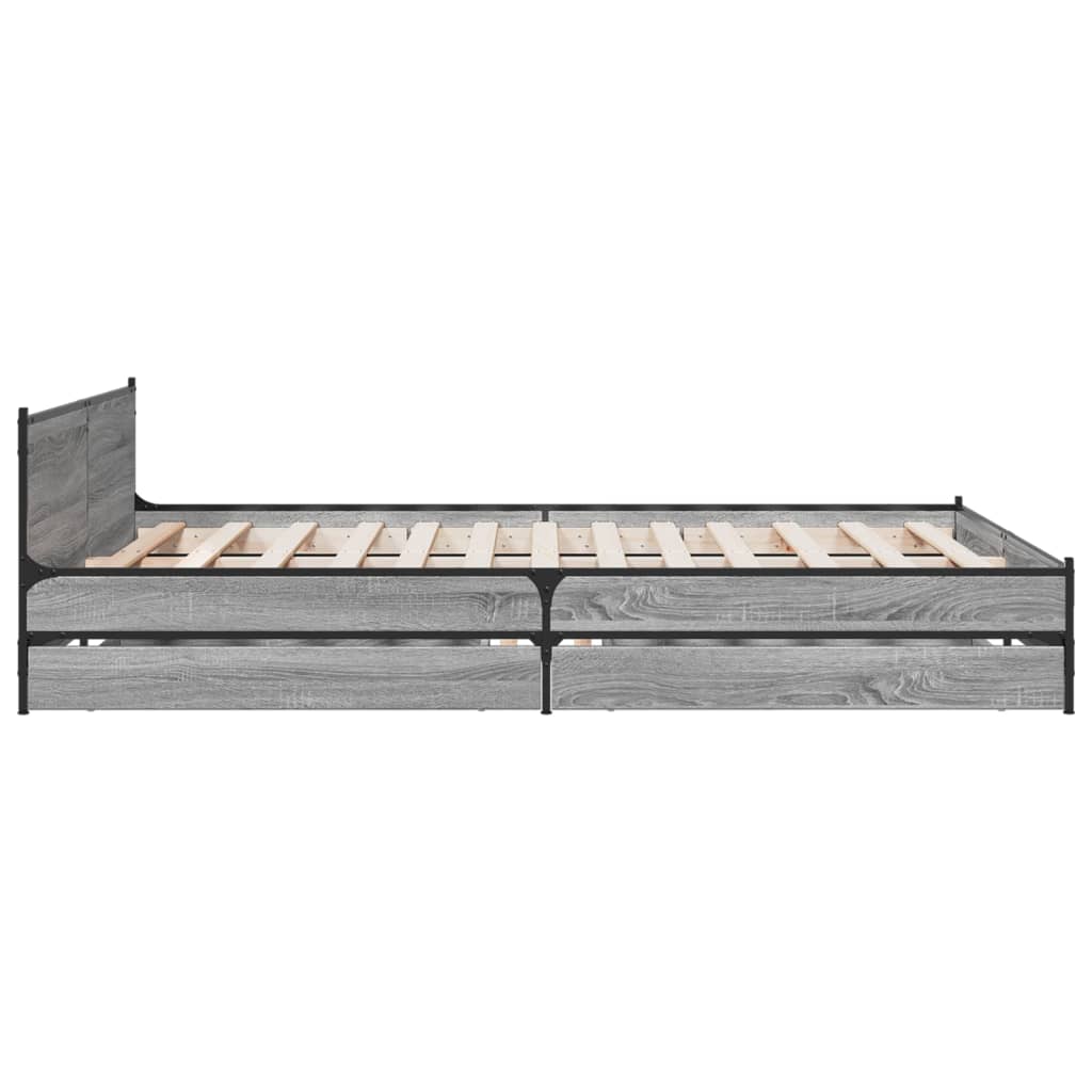 vidaXL Bedframe met lades bewerkt hout grijs sonoma eiken 120x190 cm