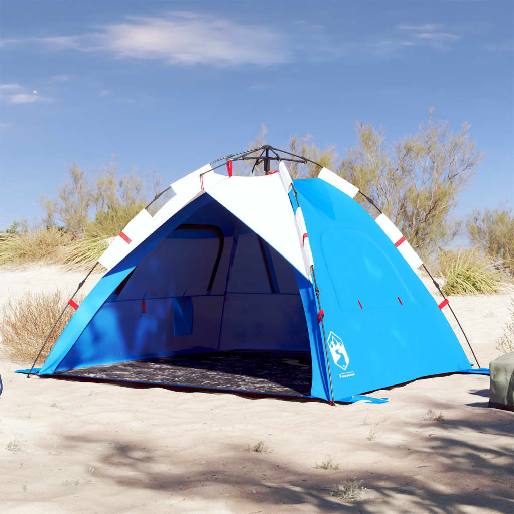 vidaXL Strandtent 3-persoons waterdicht snelontgrendeling azuurblauw