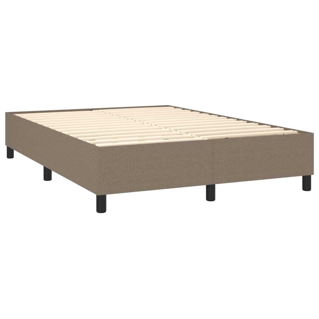 vidaXL Boxspring met matras en LED stof taupe 140x200 cm