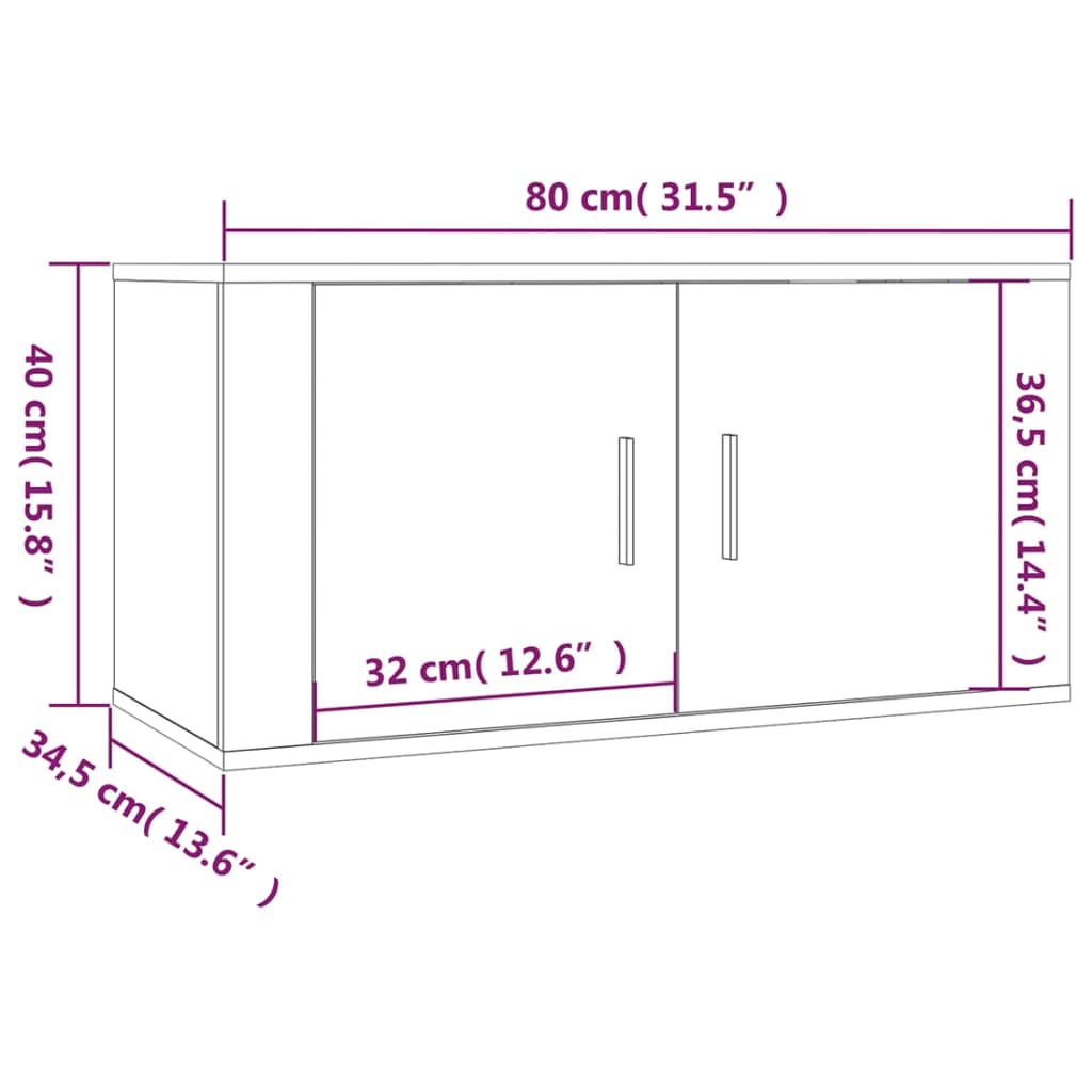 vidaXL Tv-wandmeubels 2 st 80x34,5x40 cm betongrijs