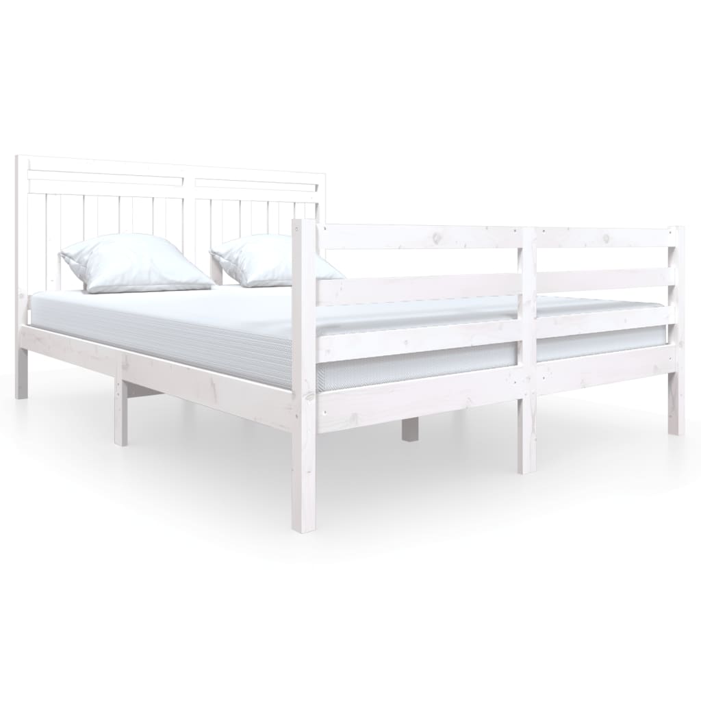 vidaXL Bedframe massief grenenhout wit 160x200 cm