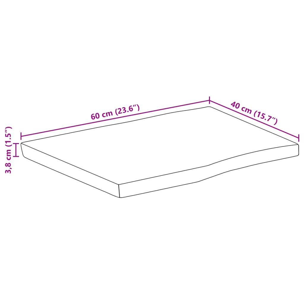 vidaXL Tafelblad met natuurlijke rand 60x40x3,8 cm massief mangohout