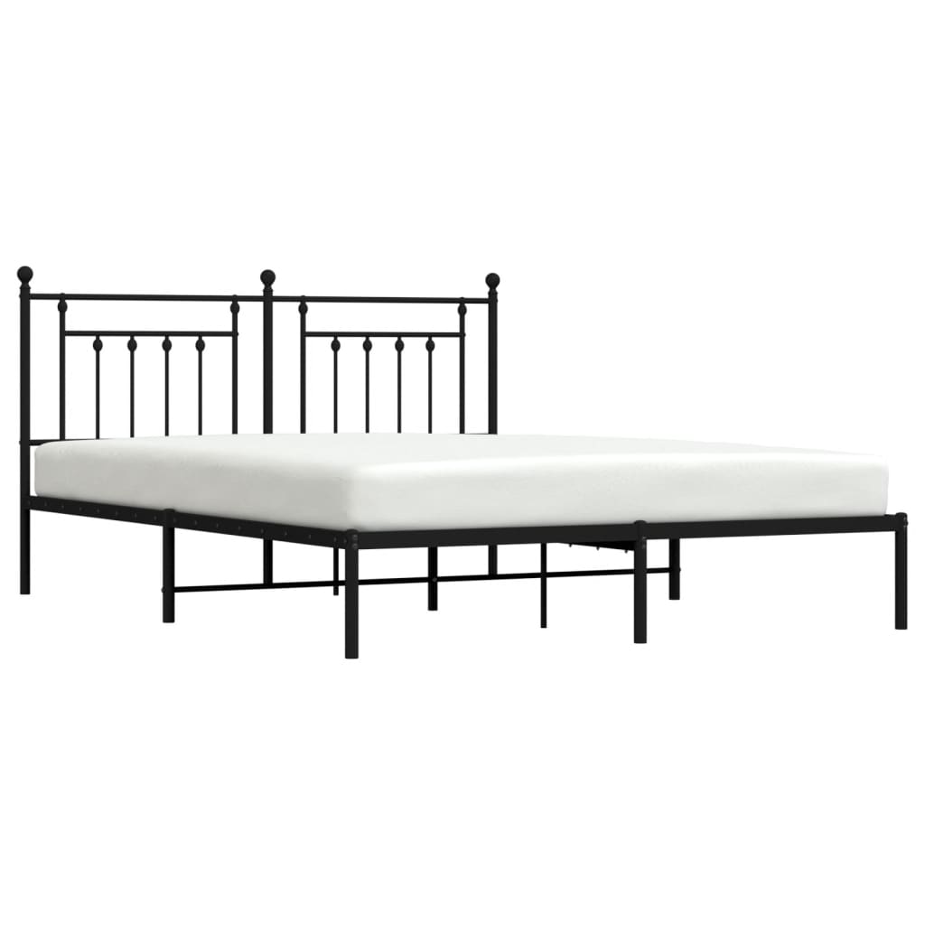 vidaXL Bedframe met hoofdbord metaal zwart 183x213 cm