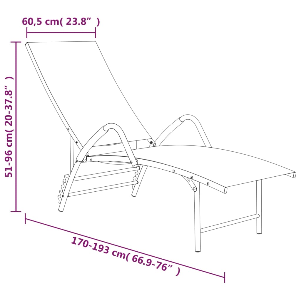 vidaXL Ligbed textileen en aluminium crèmekleurig