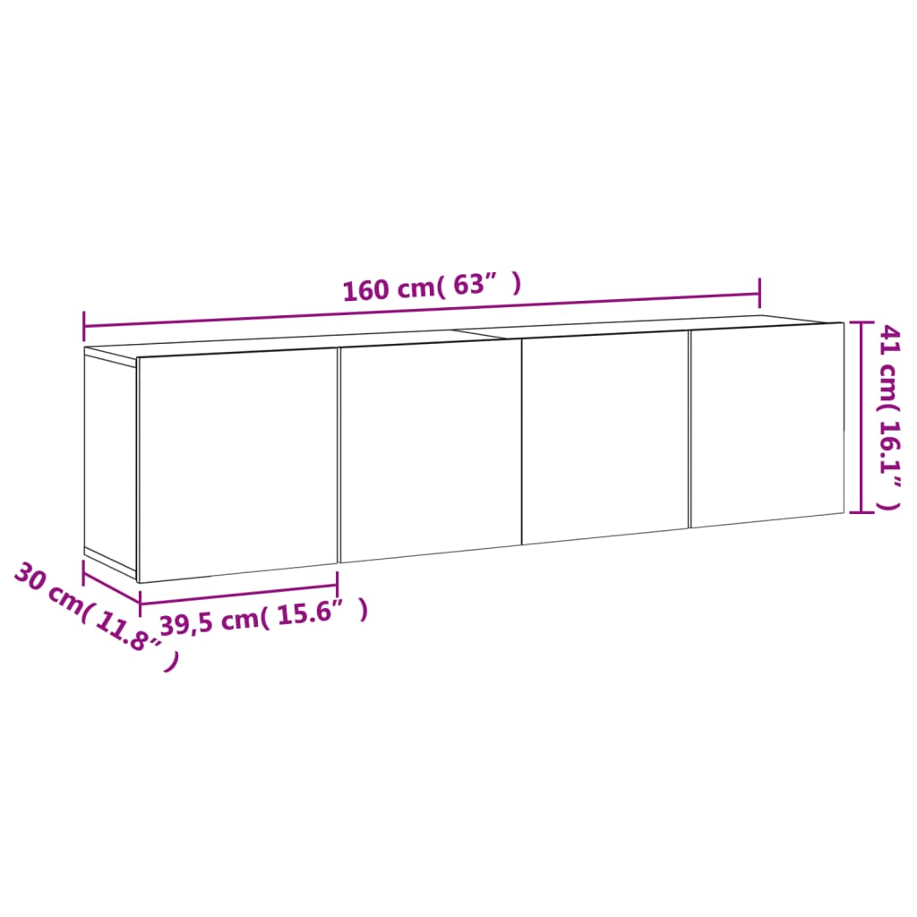 vidaXL Tv-meubels 2 st wandgemonteerd 80x30x41 cm wit