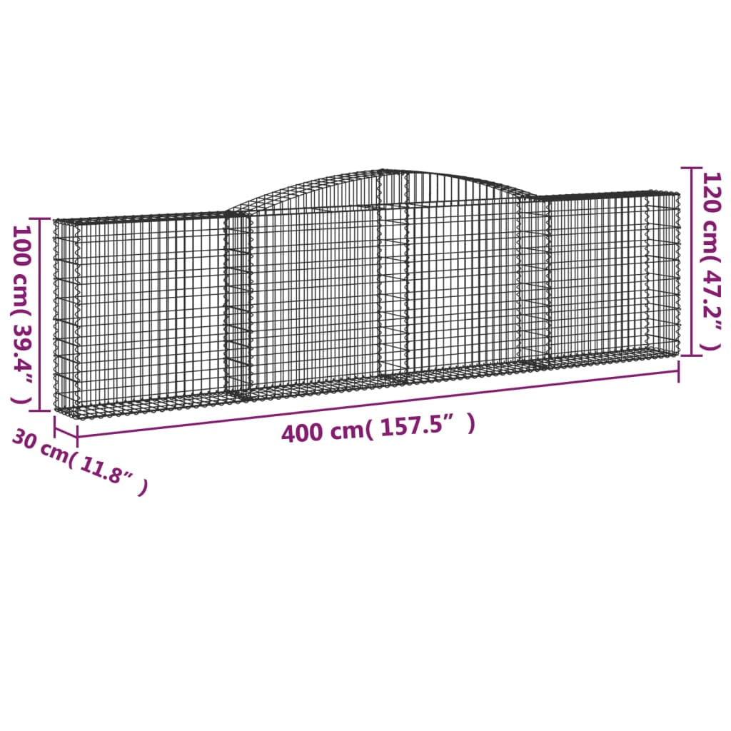 vidaXL Schanskorven 15 st gewelfd 400x30x100/120 cm ijzer