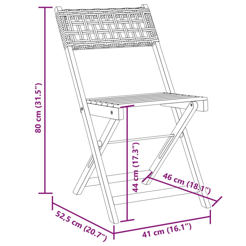 vidaXL 3-delige Bistroset poly rattan en massief hout grijs