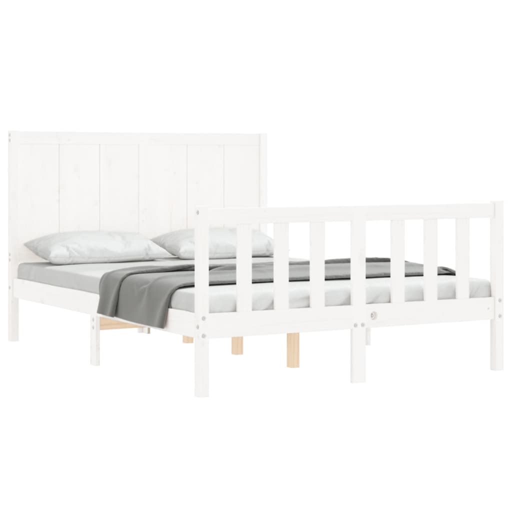 vidaXL Bedframe zonder matras massief grenenhout wit 140x190 cm