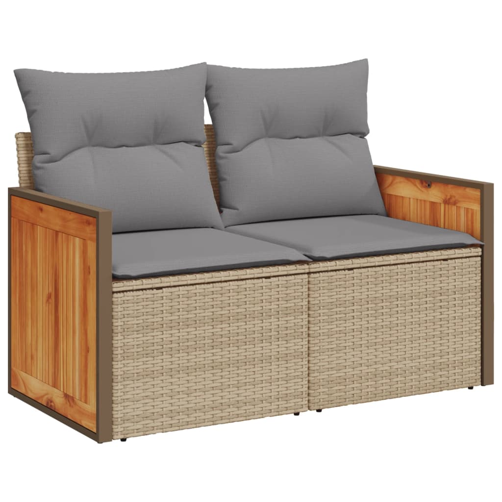 vidaXL 5-delige Loungeset met kussens poly rattan beige