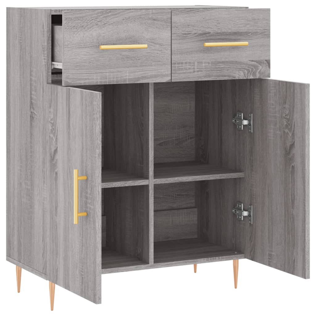 vidaXL Dressoir 69,5x34x90 cm bewerkt hout grijs sonoma eikenkleurig