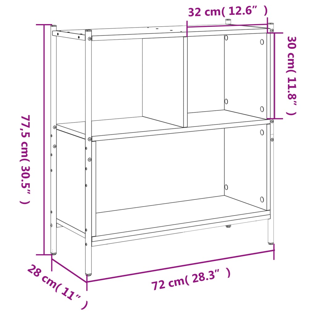 vidaXL Boekenkast 72x28x77,5 cm bewerkt hout zwart