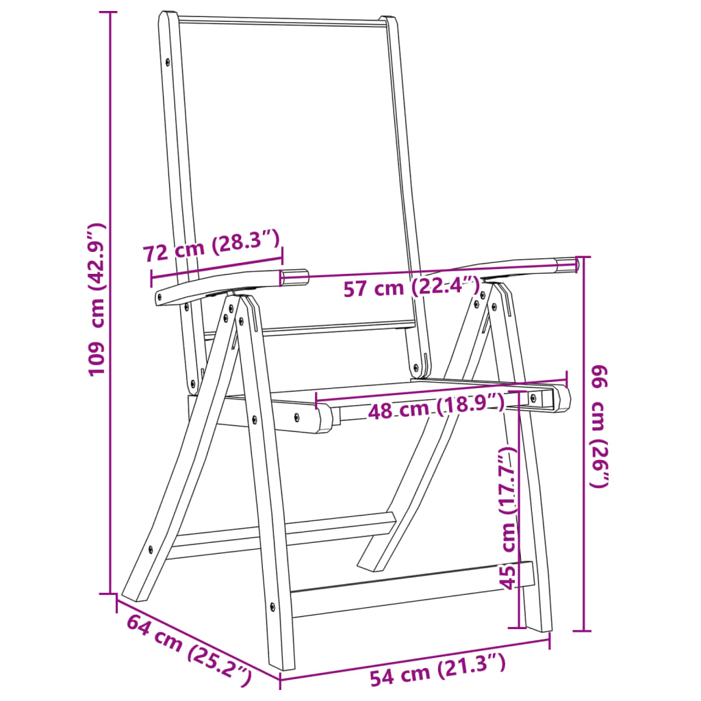 vidaXL Tuinstoelen inklapbaar 4 st massief acaciahout en textileen